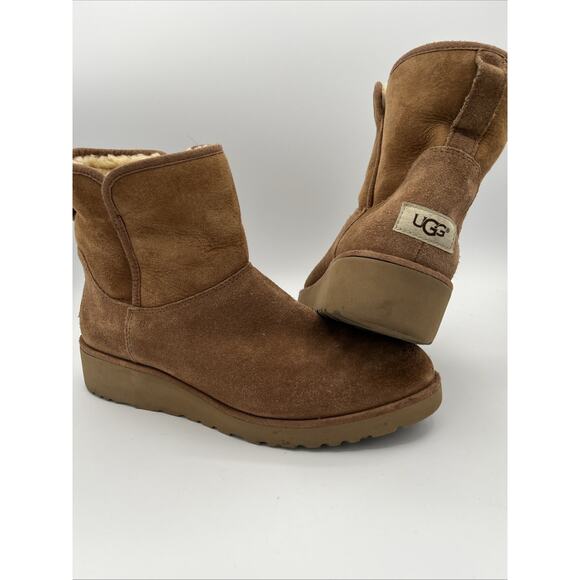 UGG CLASSIC KRISTIN WEDGE BOOTIE BOOT SHORT ANKLE CHESTNUT BROWN BOOT US 10 - Picture 1 of 16